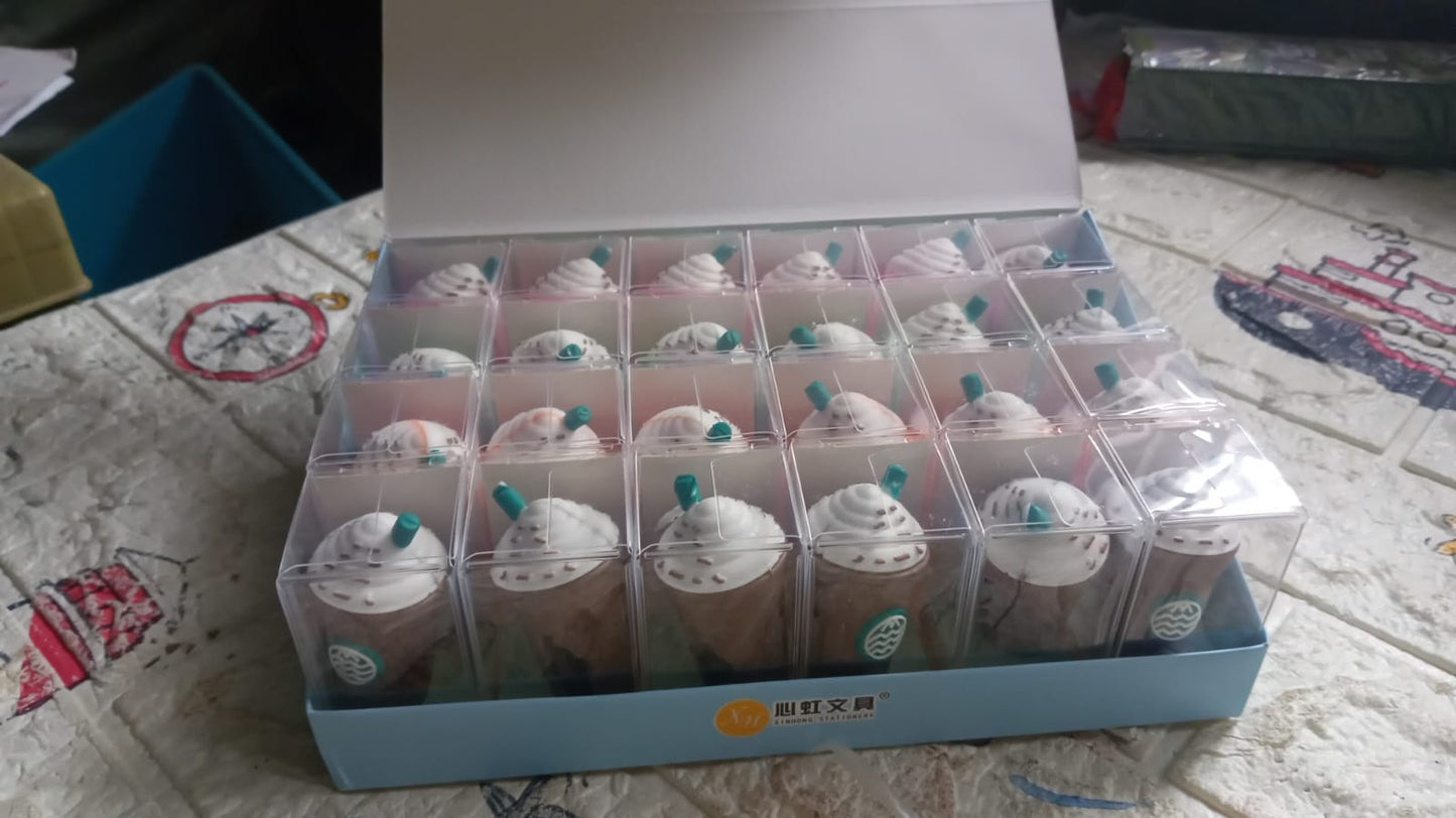 2In1 3D Cute Coffee Or Ice cream Shape sharpner Like Rotary Manual Pencil Sharpener for Kids Ice Cream Style Office School Supplies, Back to School Gift for Students,Kids Educational Stationary kit, B'Day Return Gift (24 Pcs Set)