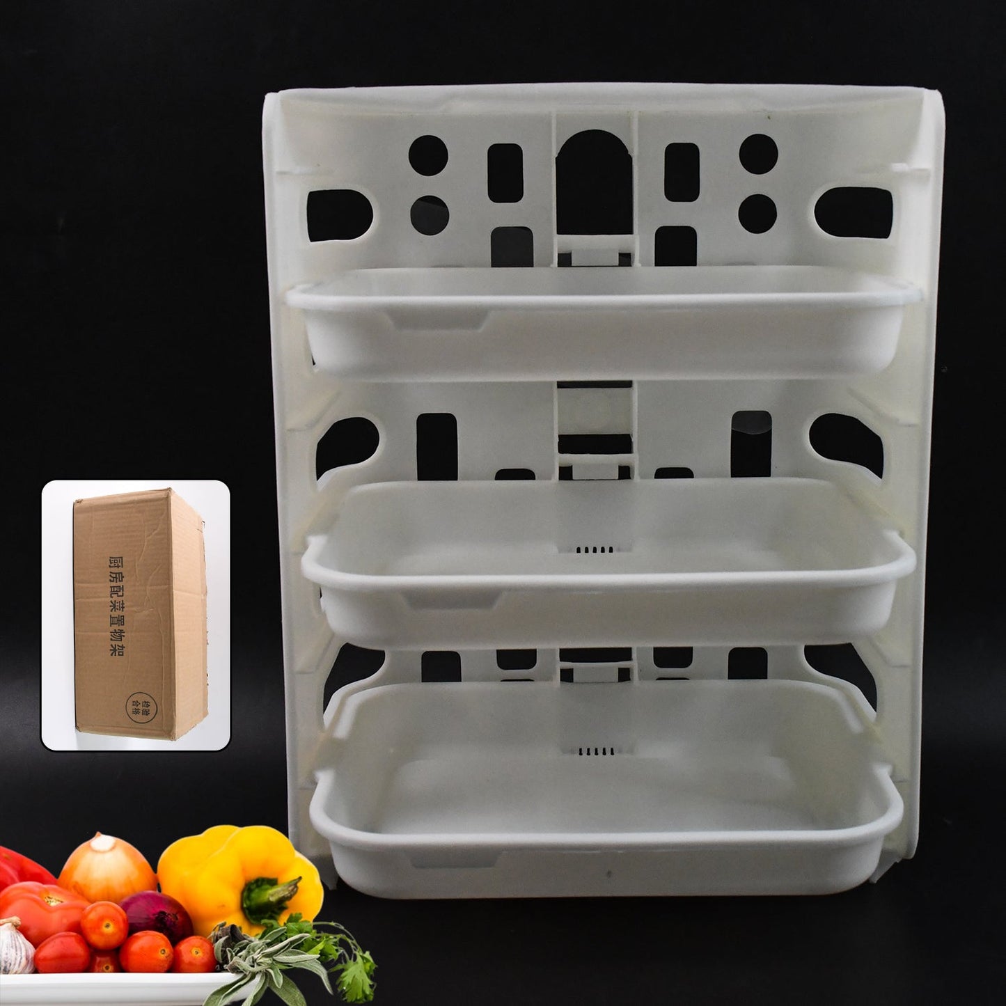 Plastic 3 Layer Wall-Mounted Food Organizer Rack (1 Set)