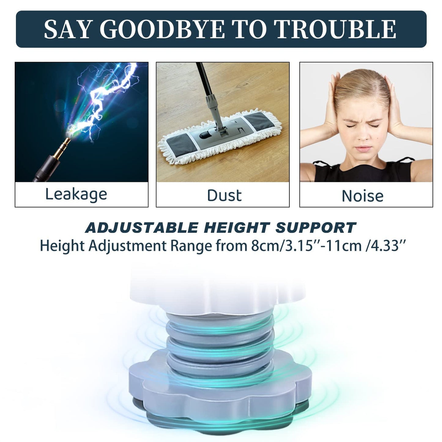 Adjustable Anti-Vibration Washing Machine Support Stand – Non-Slip PVC Lifting Stand (4 Pc Set)