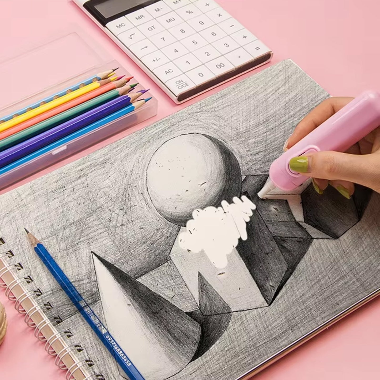 Electric Eraser Kit – Battery Operated with 10 Refills for Drawing & Sketching (Mix Design / Battery Not Included)