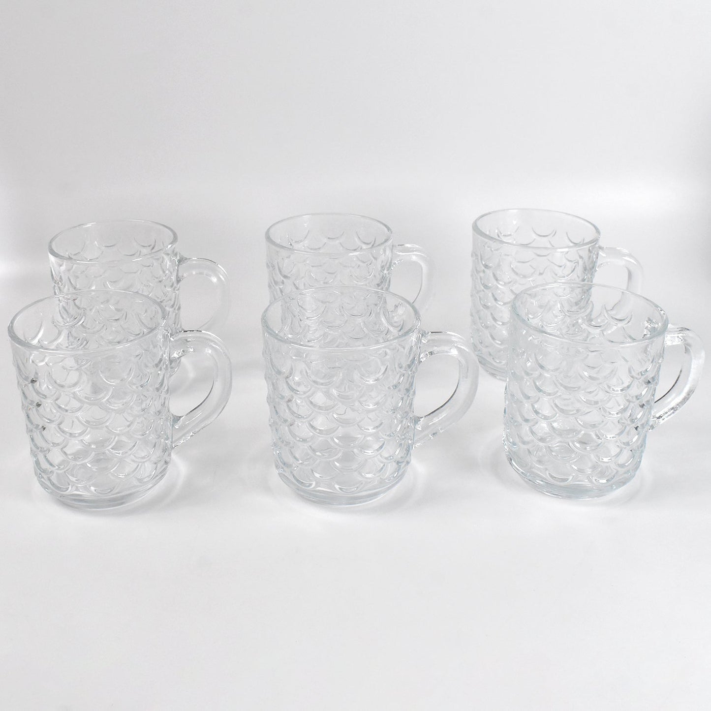 Glass Coffee & Tea Cup / Mug With Handle, Water glass (6 pcs Set / 225 ML)