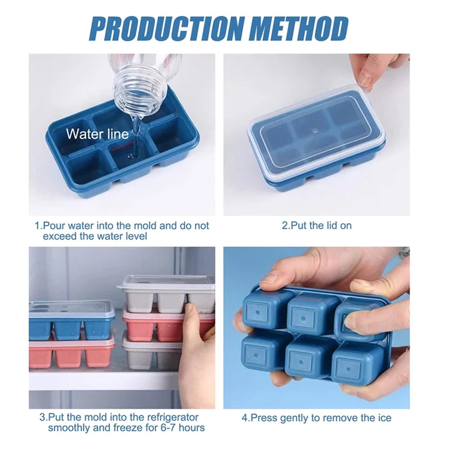 6-Cavity Silicone Ice Tray – Ideal for Kitchen & Home Use